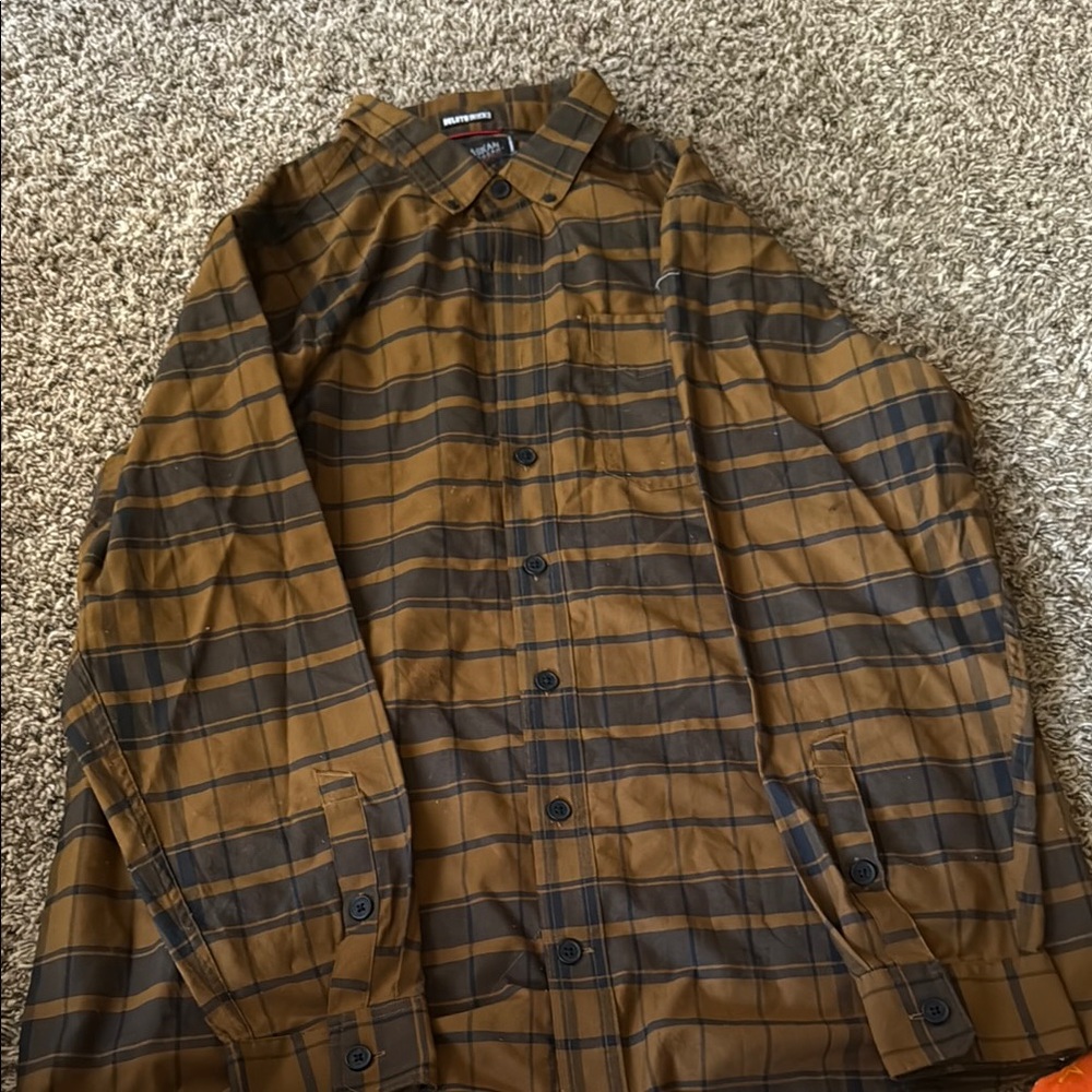 Duluth Trading Brown and Black Plaid Shirt